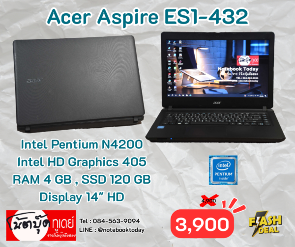 Acer Aspire ES1-432 Pentium N4200 SSD120GB จอ14นิ้วHD